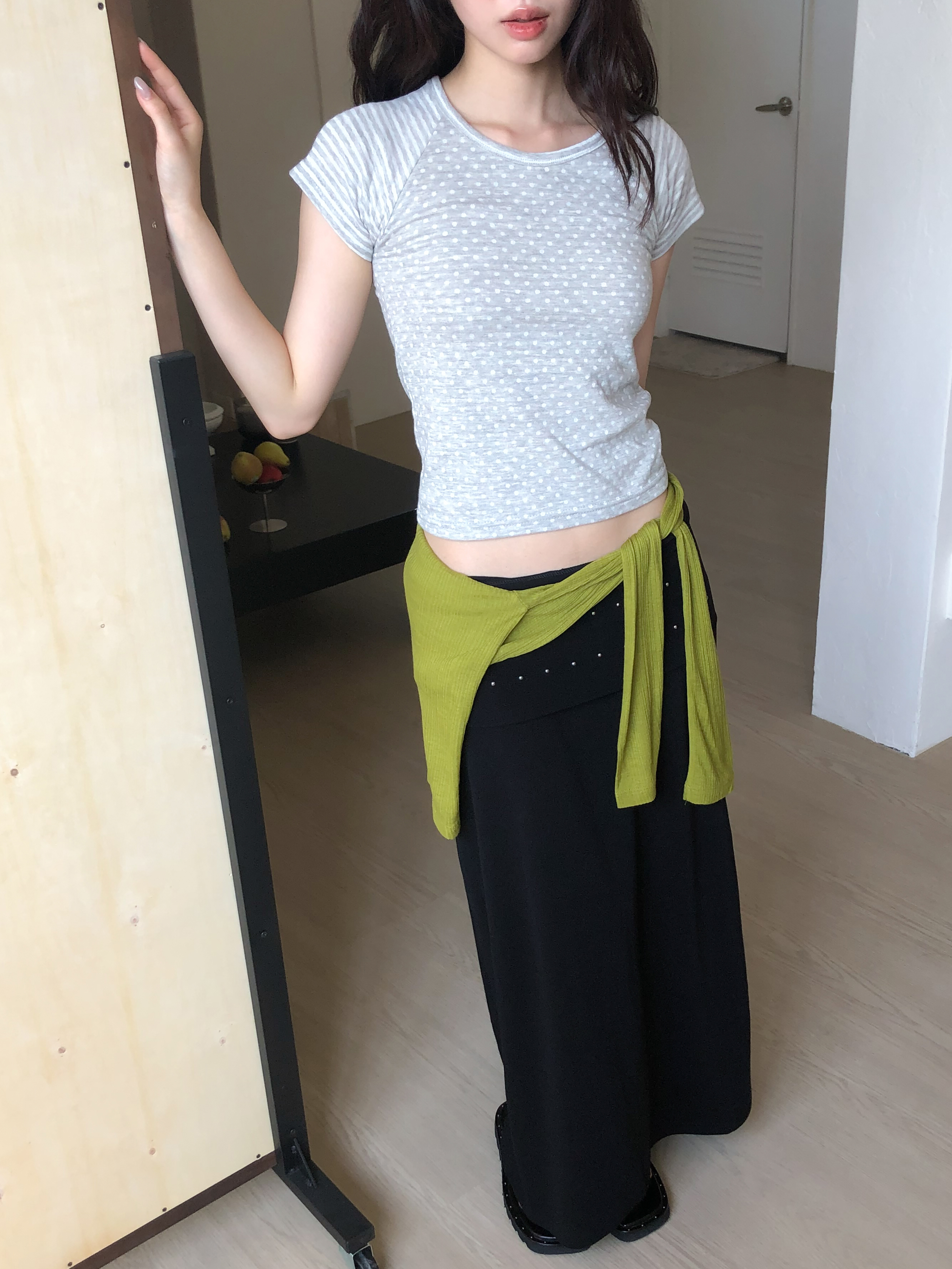snap button wave cardigan #罩衫