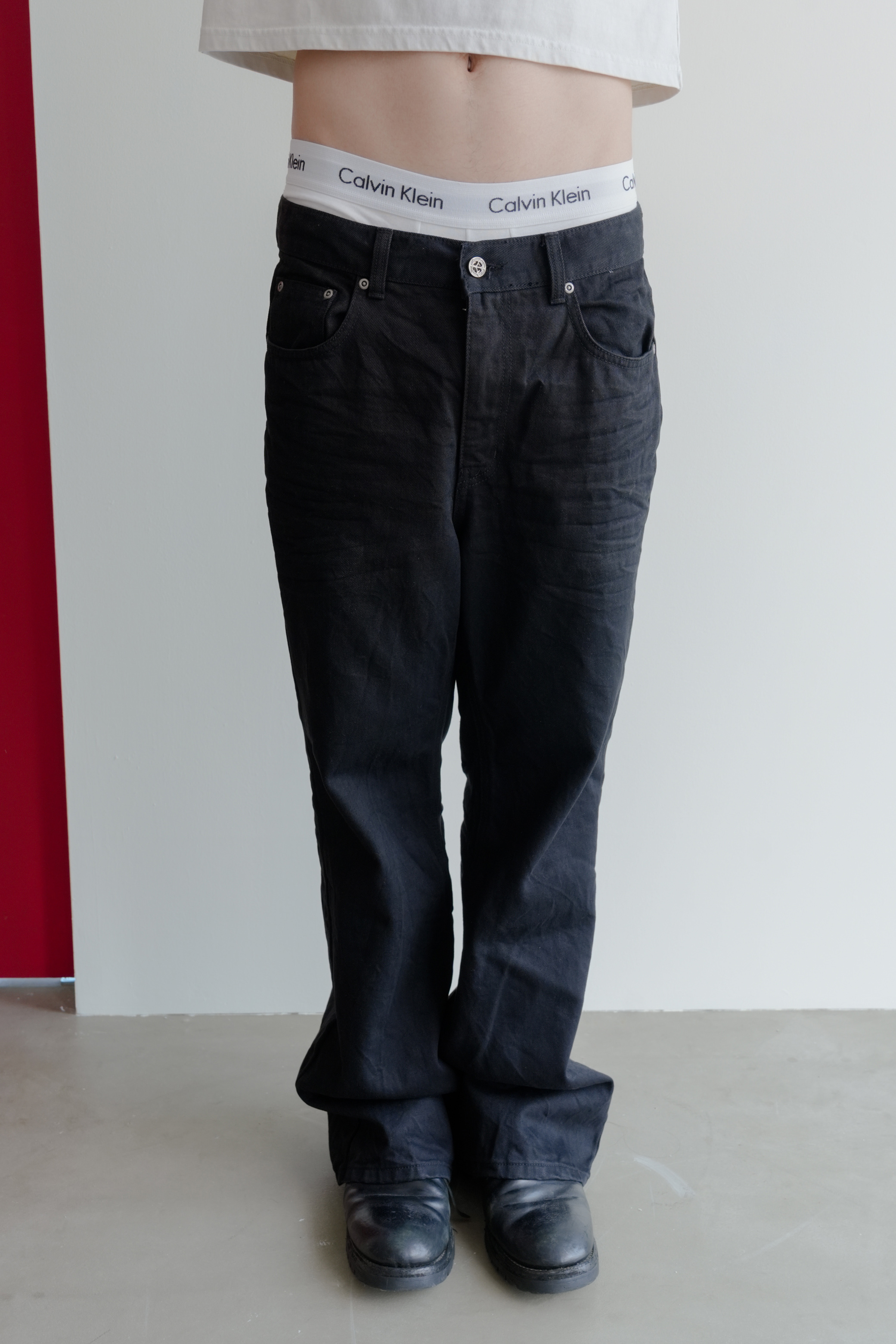 flare black pants #靴型褲
