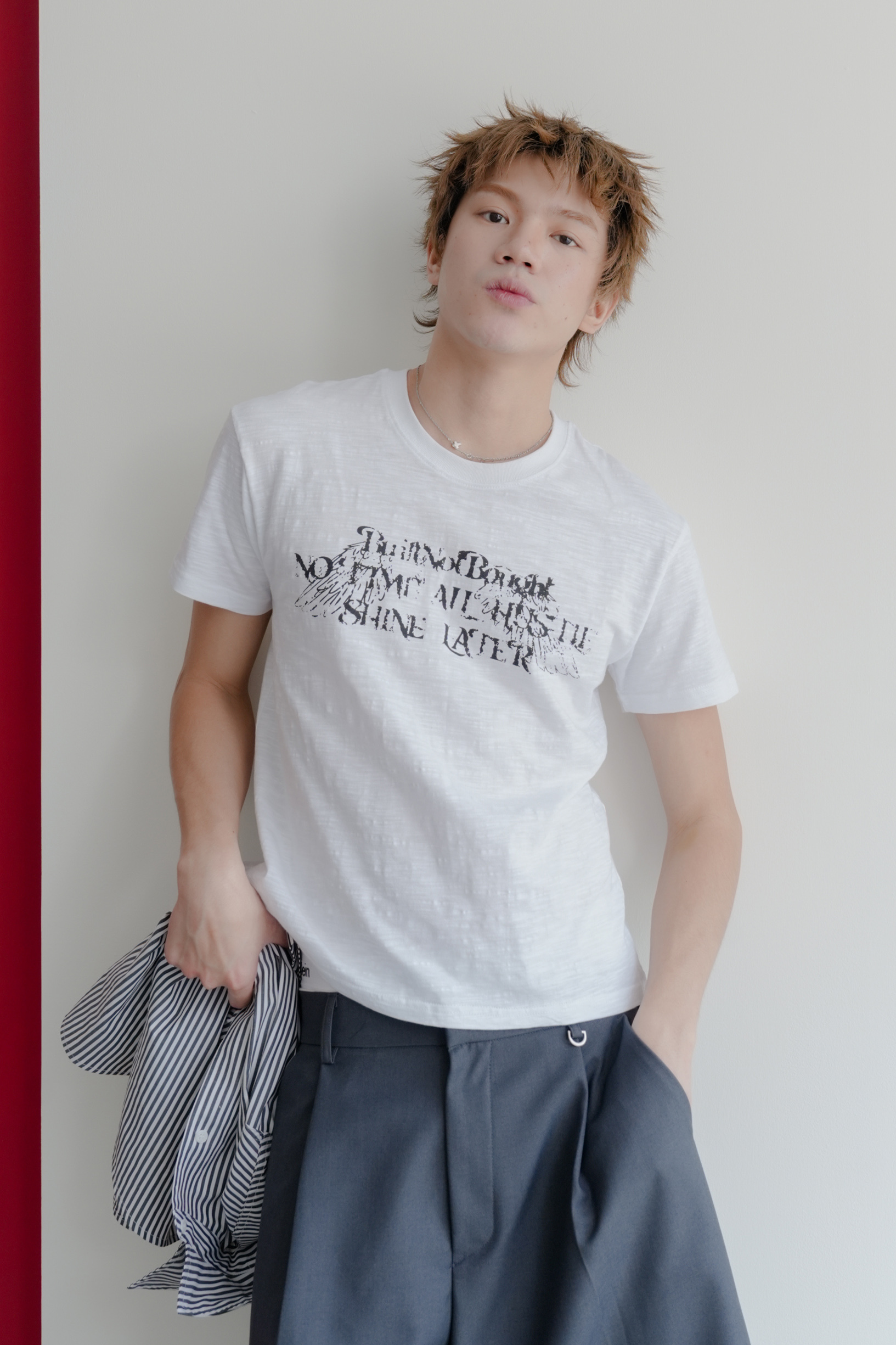 hustle wing crop slub tee #上衣