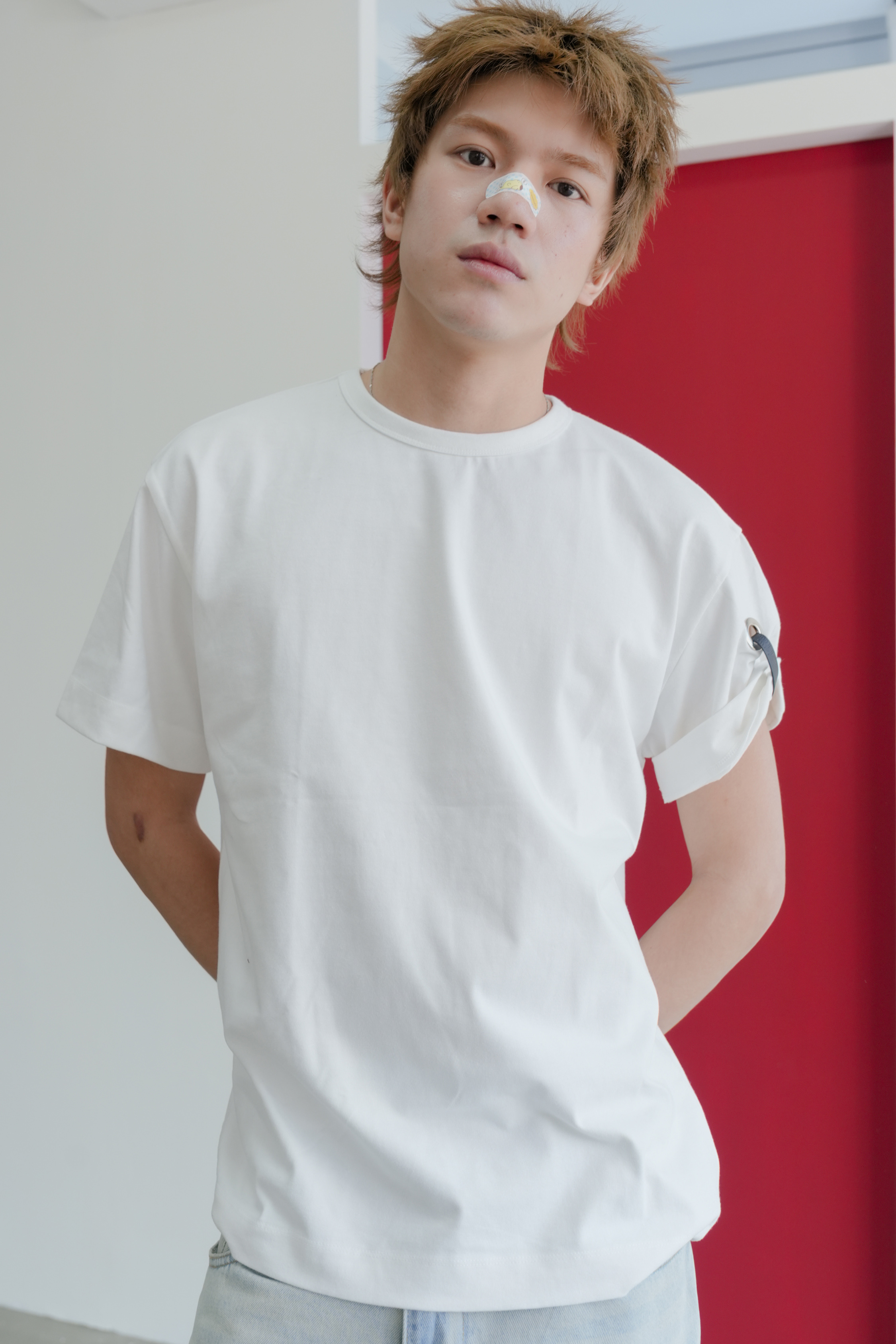 leather eyelet tee #上衣