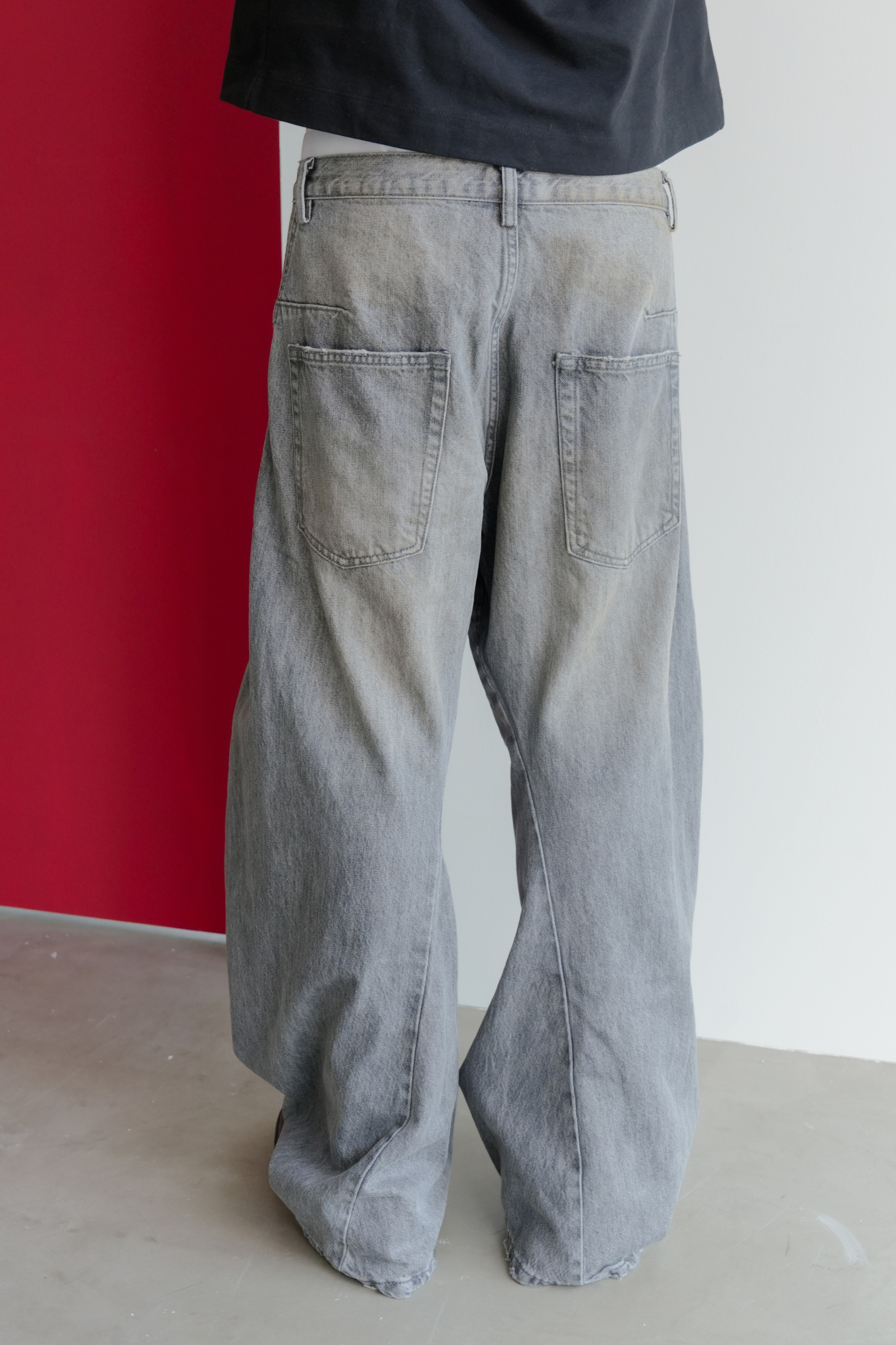 mud washed denim pants #長褲