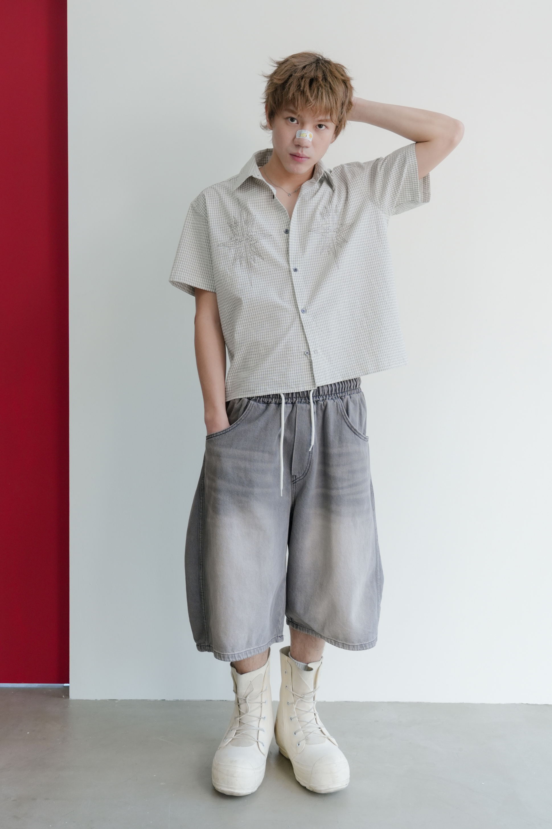 plaid embroidered shirt #襯衫