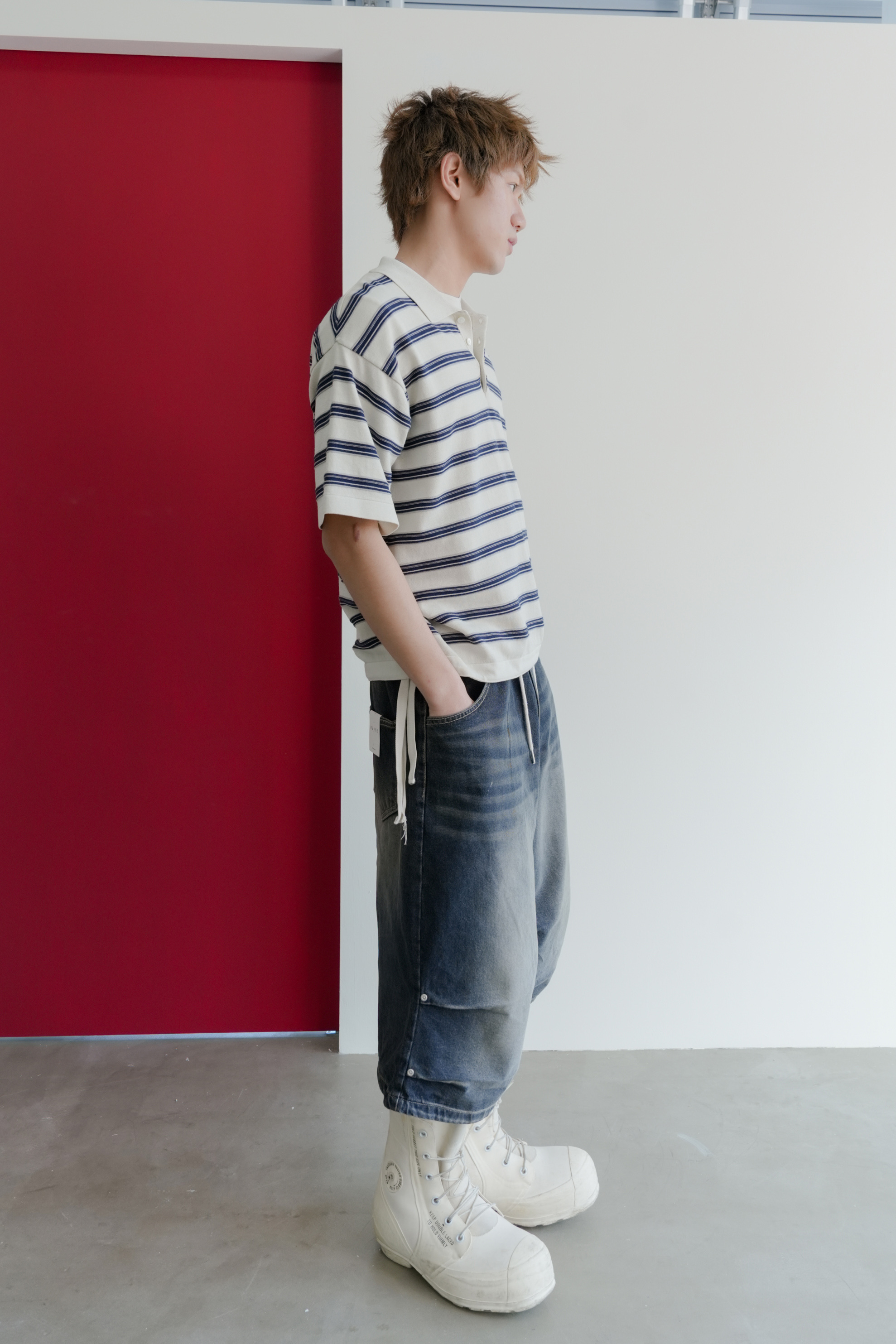 rivet pintuck bermuda denim #五分褲