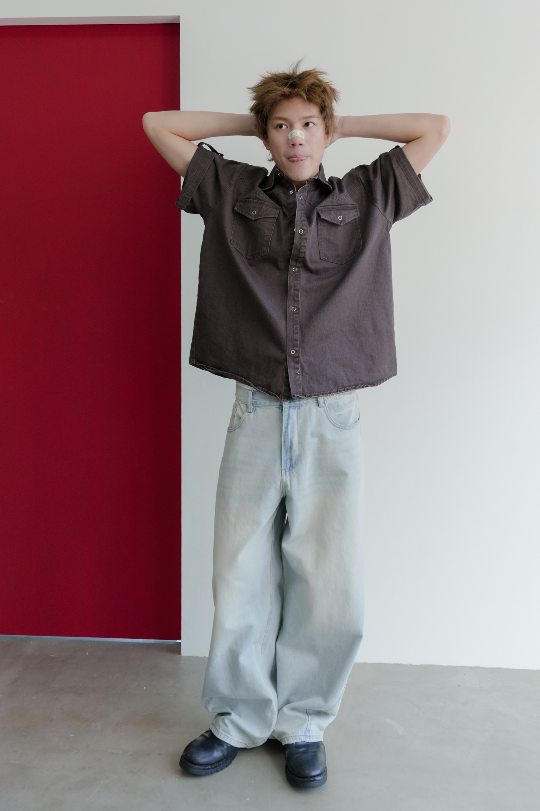 roll-up vintage western short sleeve shirt #襯衫