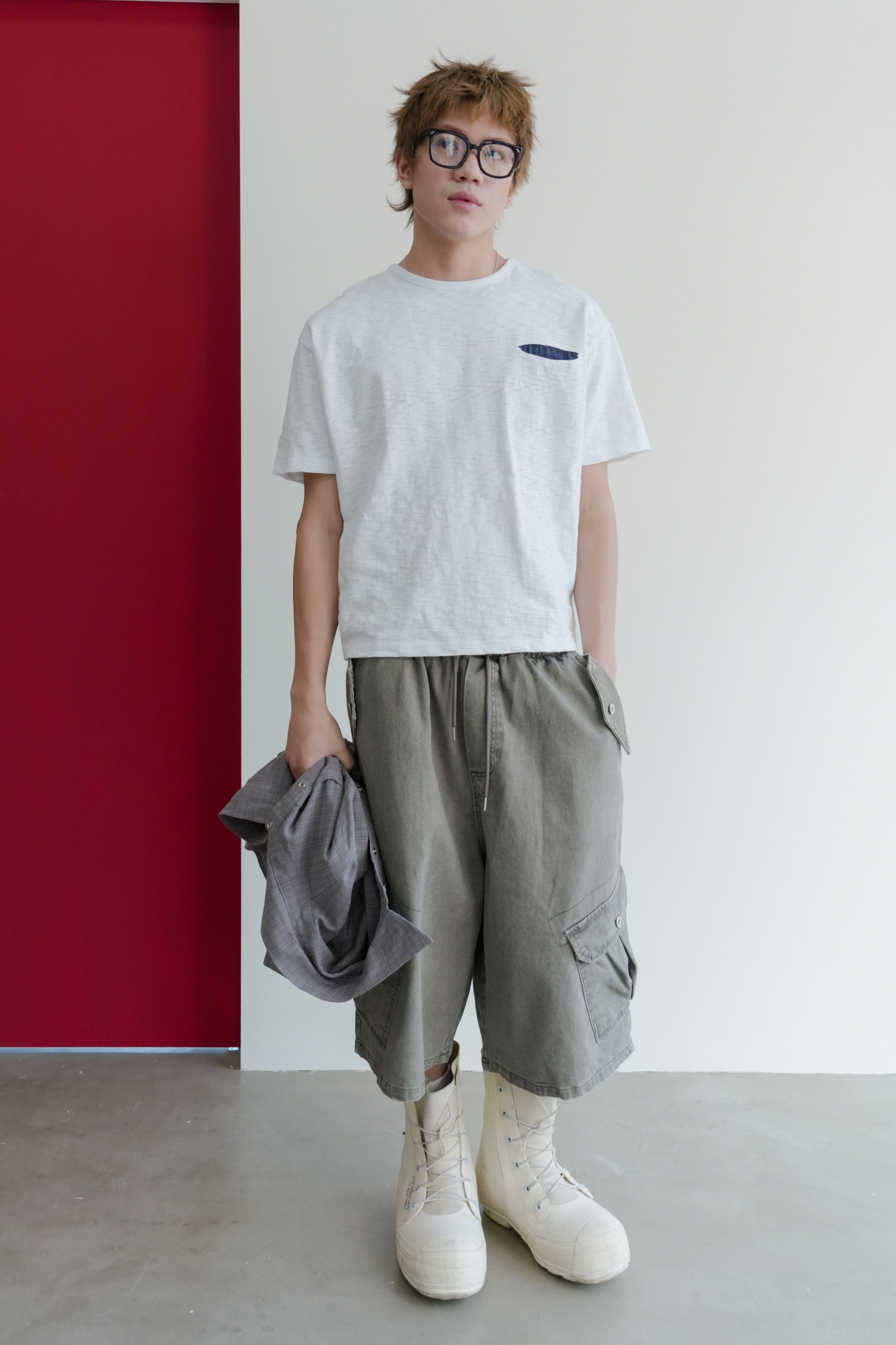 slub check pocket tee #上衣