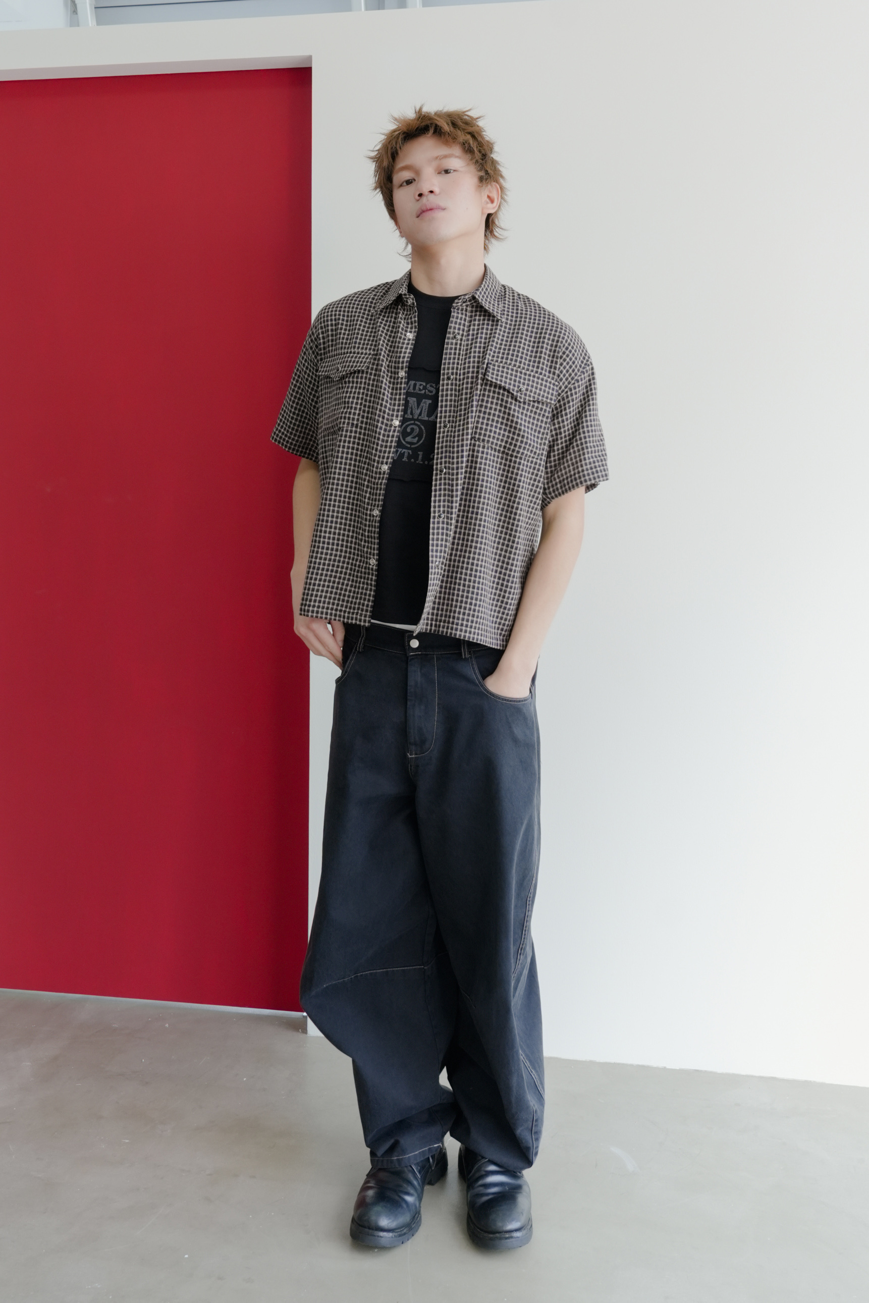 tone western check crop shirt #襯衫