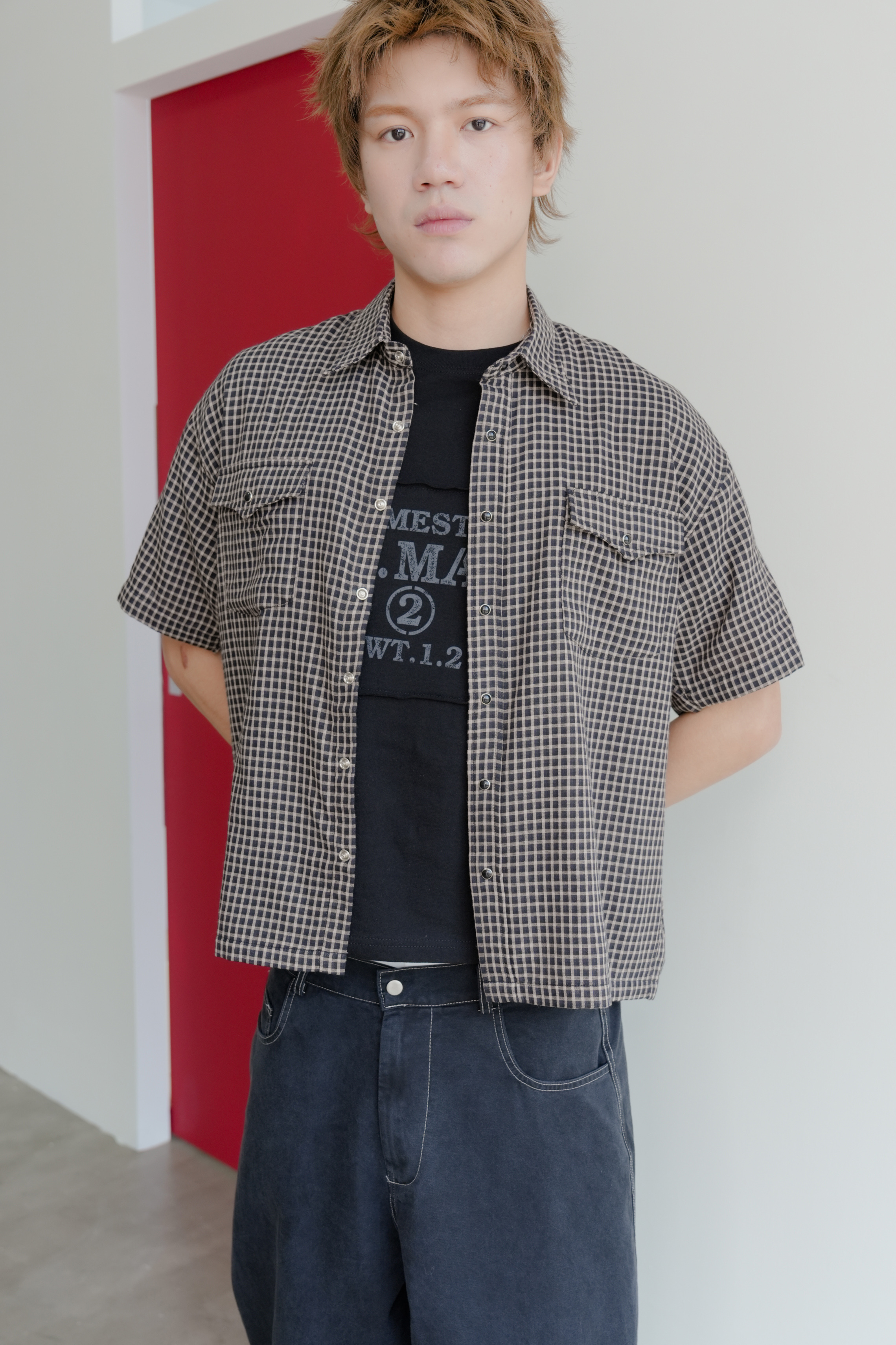 tone western check crop shirt #襯衫