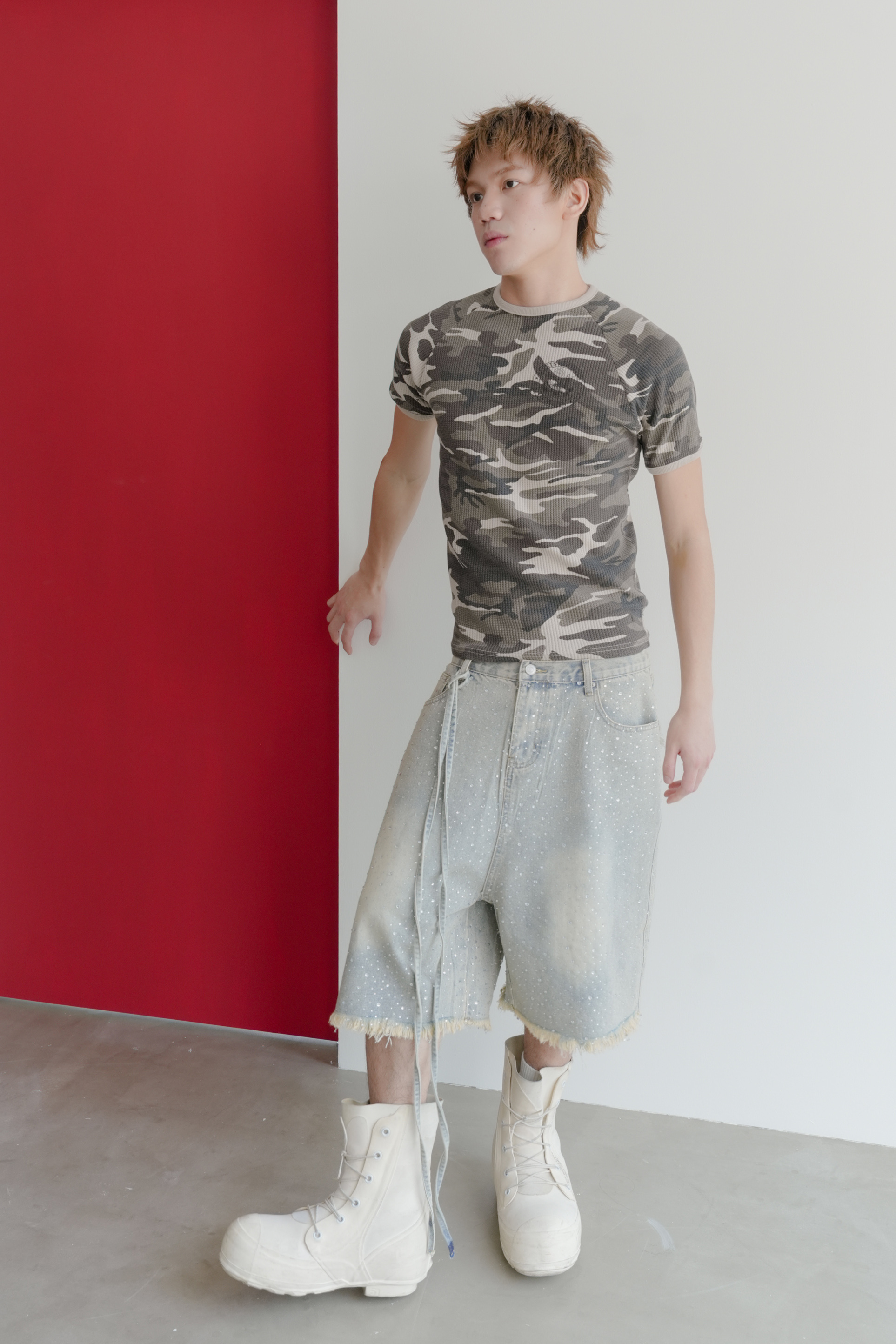 US waffle muscle fit tee #上衣