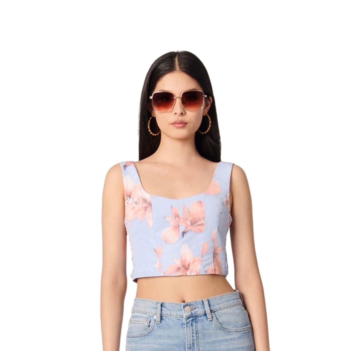 【maje Outlet】Imprime Fleur  藍