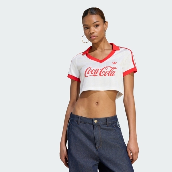 Adidas 愛迪達 Cropped Jersey KY7571 女 T恤 短袖上衣 球衣 白 亞版 短版 可口可樂
