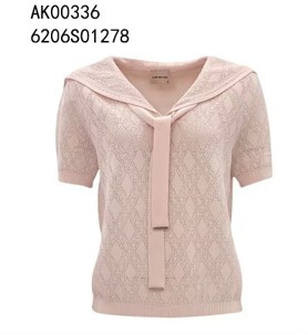 0612AT25-ANOTHERSZHK-APPAREL-精緻菱格鏤空微透感飄帶短袖上衣（飄帶）（A-B25）