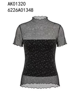 0612AT31-ANOTHERSZHK-APPAREL-暗夜星空細閃微透網紗短袖上衣（A31）