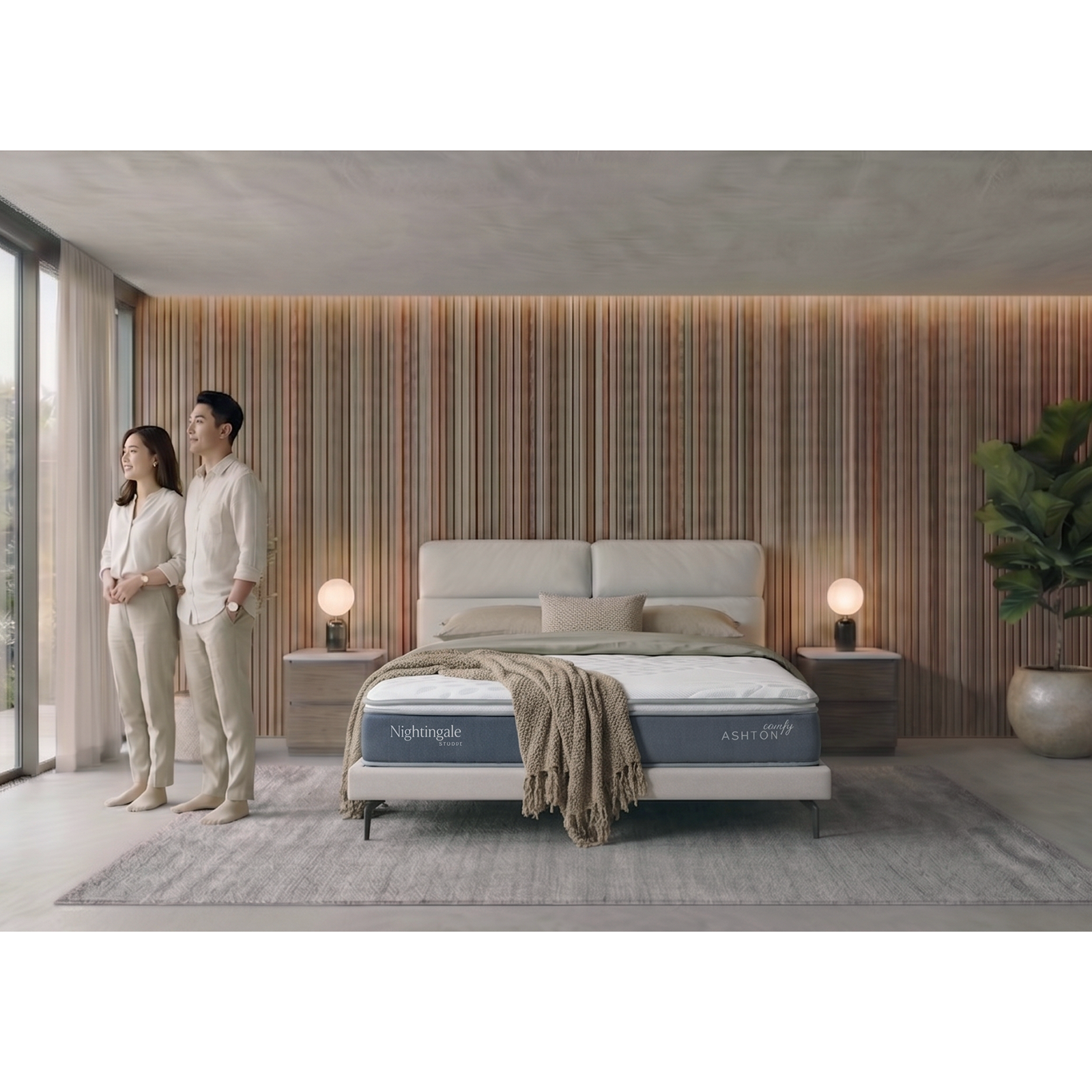 〔 限5x6.2尺床架＋床墊現金價優惠組合 〕- Cruise 高耐磨皮床架＋ASHTON Comfy 舒適高回彈床墊