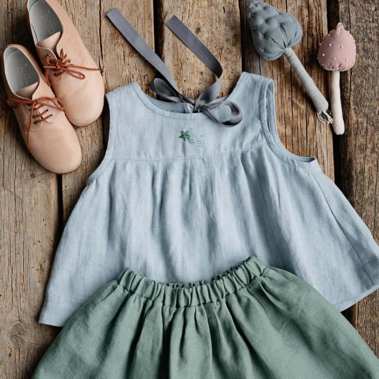 (預購) ALL THE BEAUTIFUL LINEN 小壓褶後綁帶無袖上衣 SLEEVELESS TUNIC (NEW)