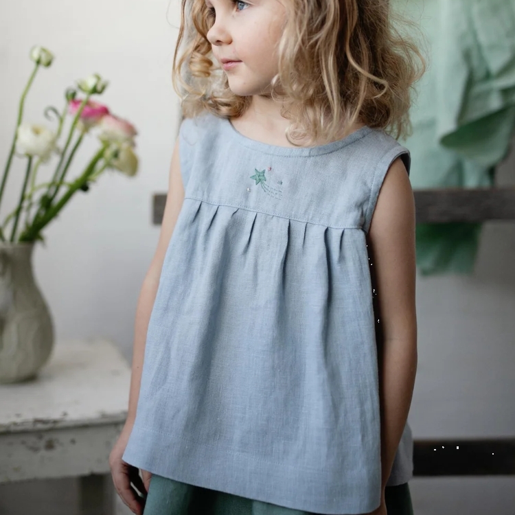 (預購) ALL THE BEAUTIFUL LINEN 小壓褶後綁帶無袖上衣 SLEEVELESS TUNIC (NEW)