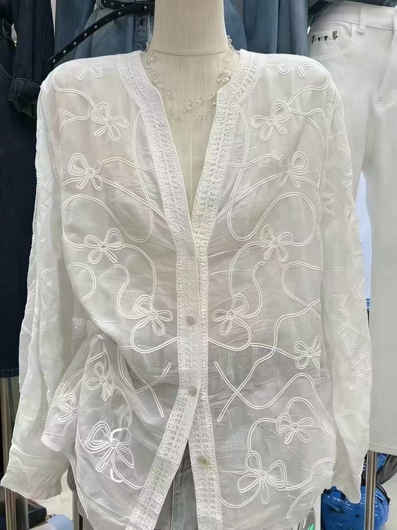 1012 緹花刺繡蕾絲上衣