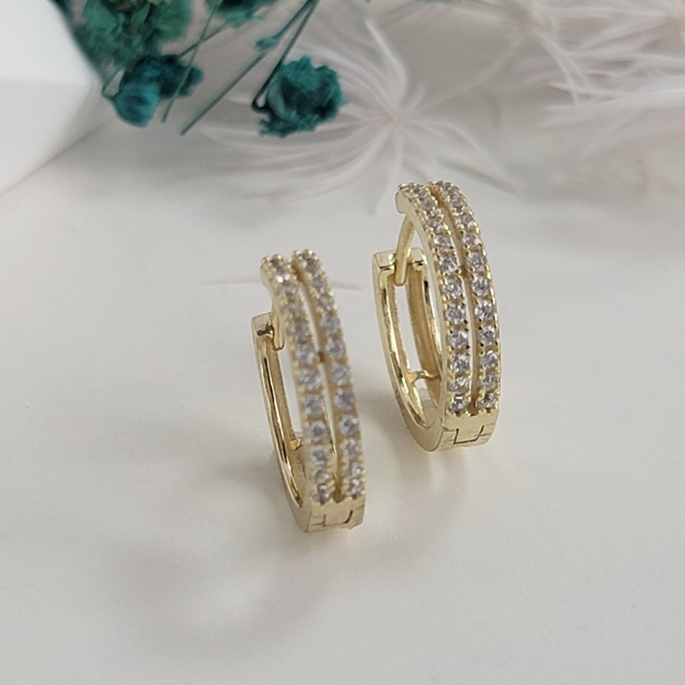 【me.luxe】SV14K雙C鋯石圈圈耳環14mm