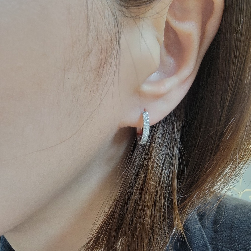【me.luxe】SV璀璨鋯石圈圈耳環15mm