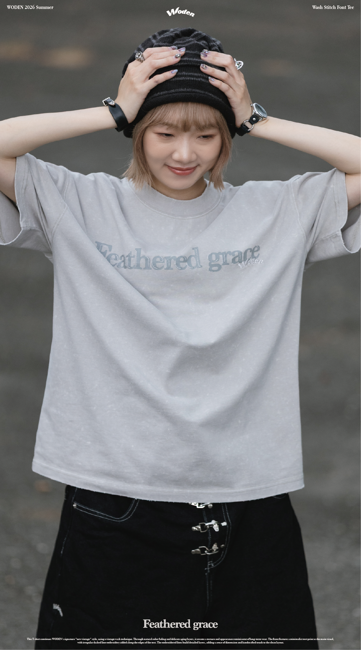 Woden Wash Stitch Font Tee