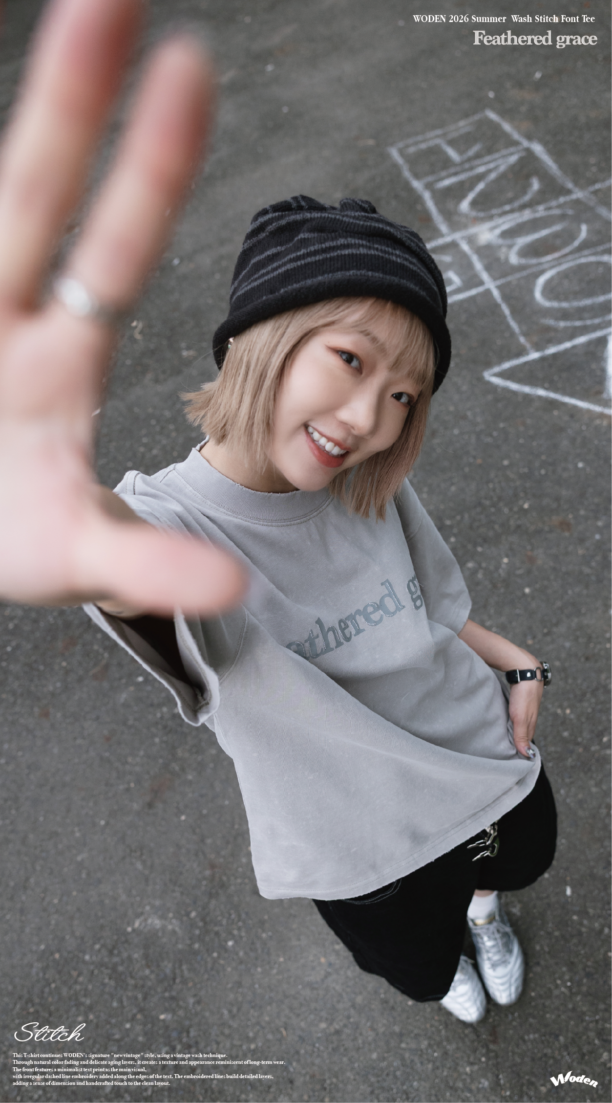 Woden Wash Stitch Font Tee