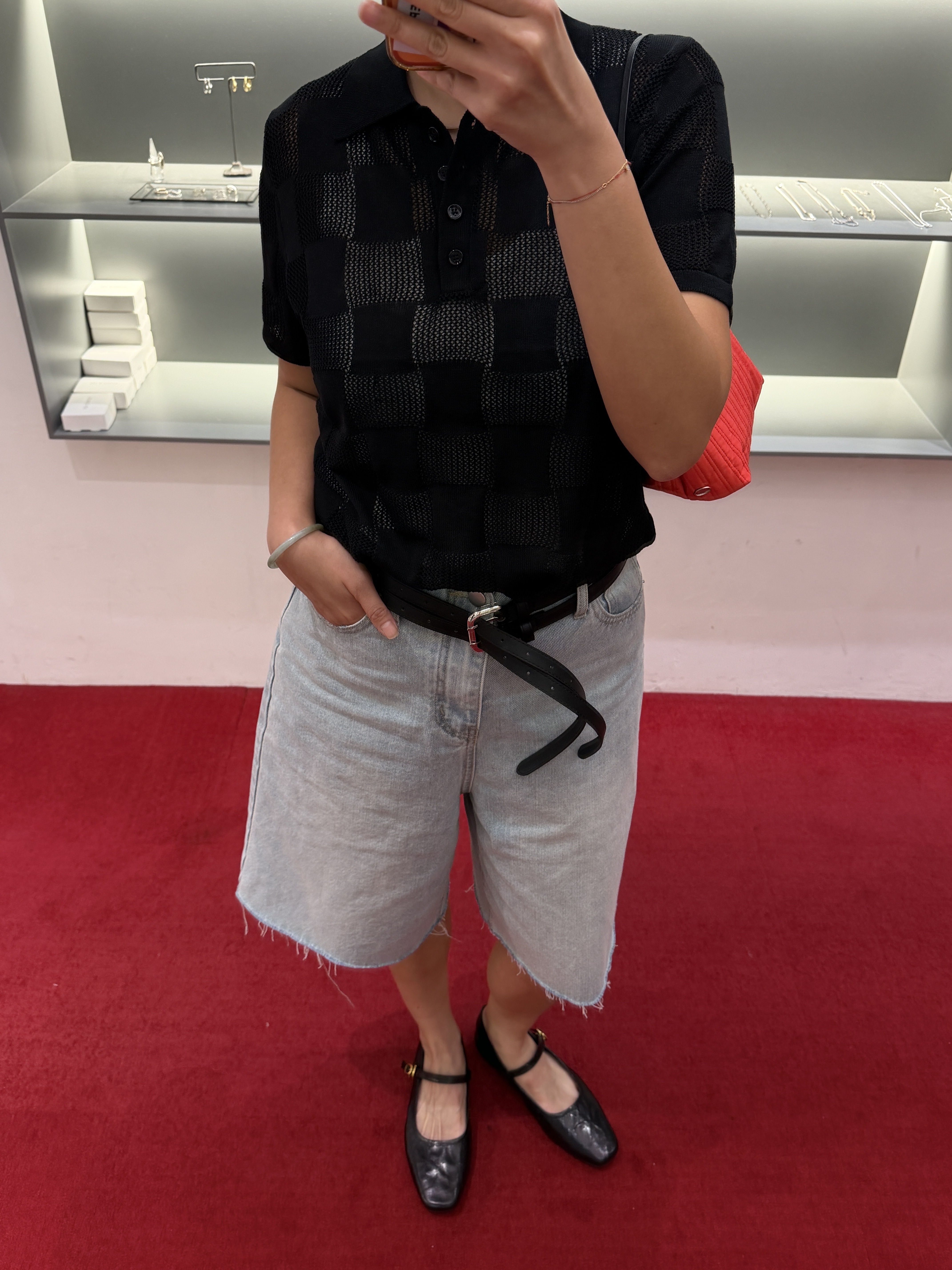 Checked polo blouse