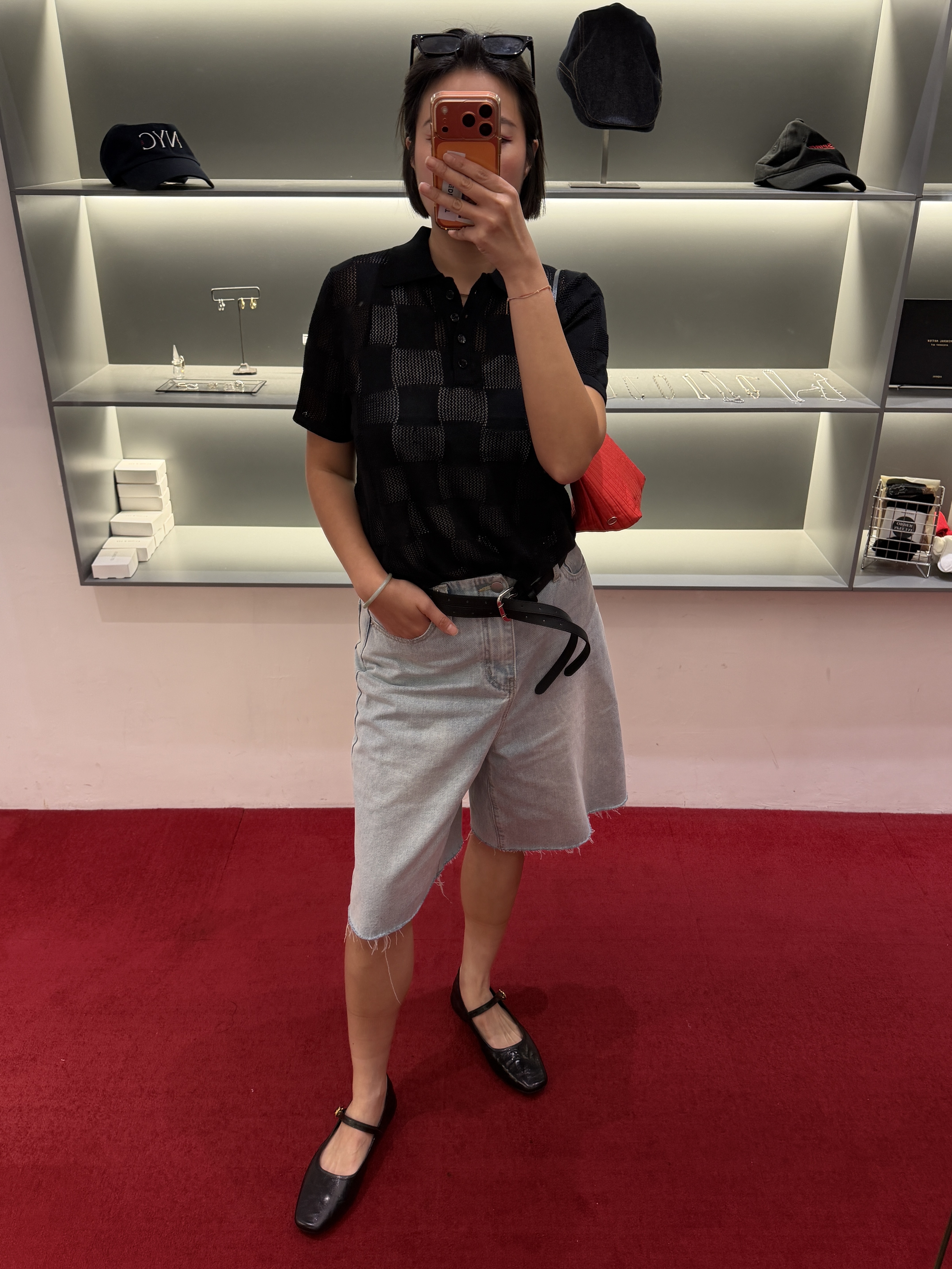 Checked polo blouse