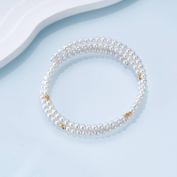 0613AT48-ANOTHERSZHK-PEARLS-淡水雙層彈力手鐲15cm（A48）