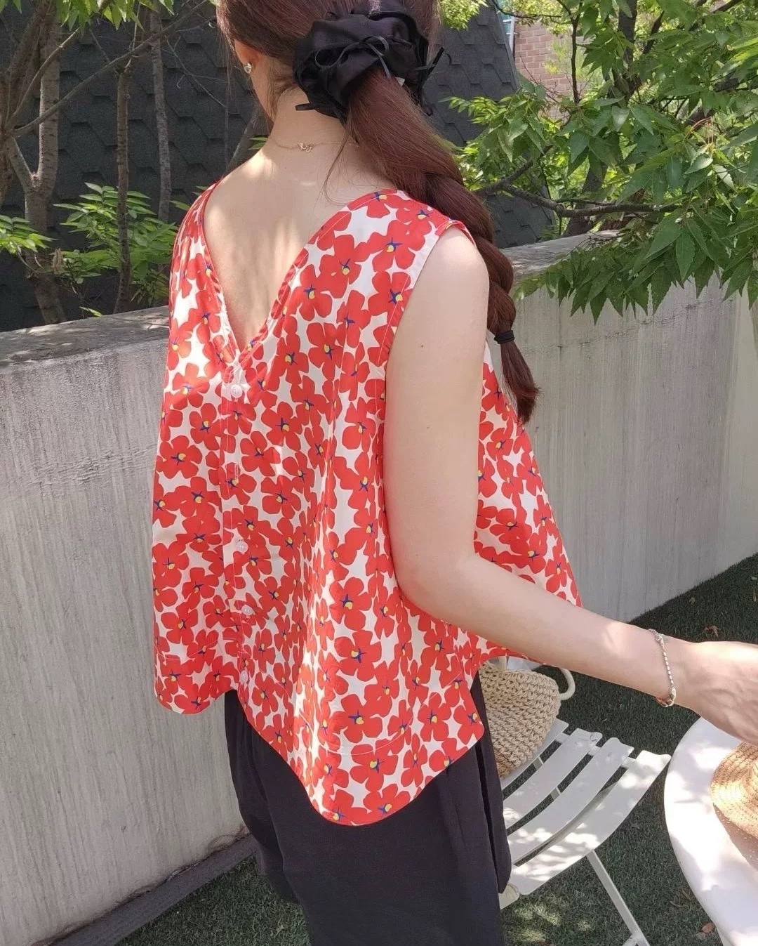 311 韓國繽紛小花棉背心上衣