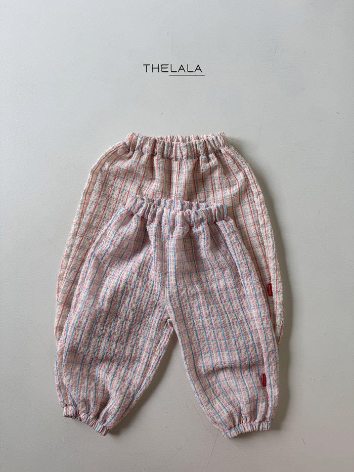 正韓夏lalla 小童兩色格子防蚊褲