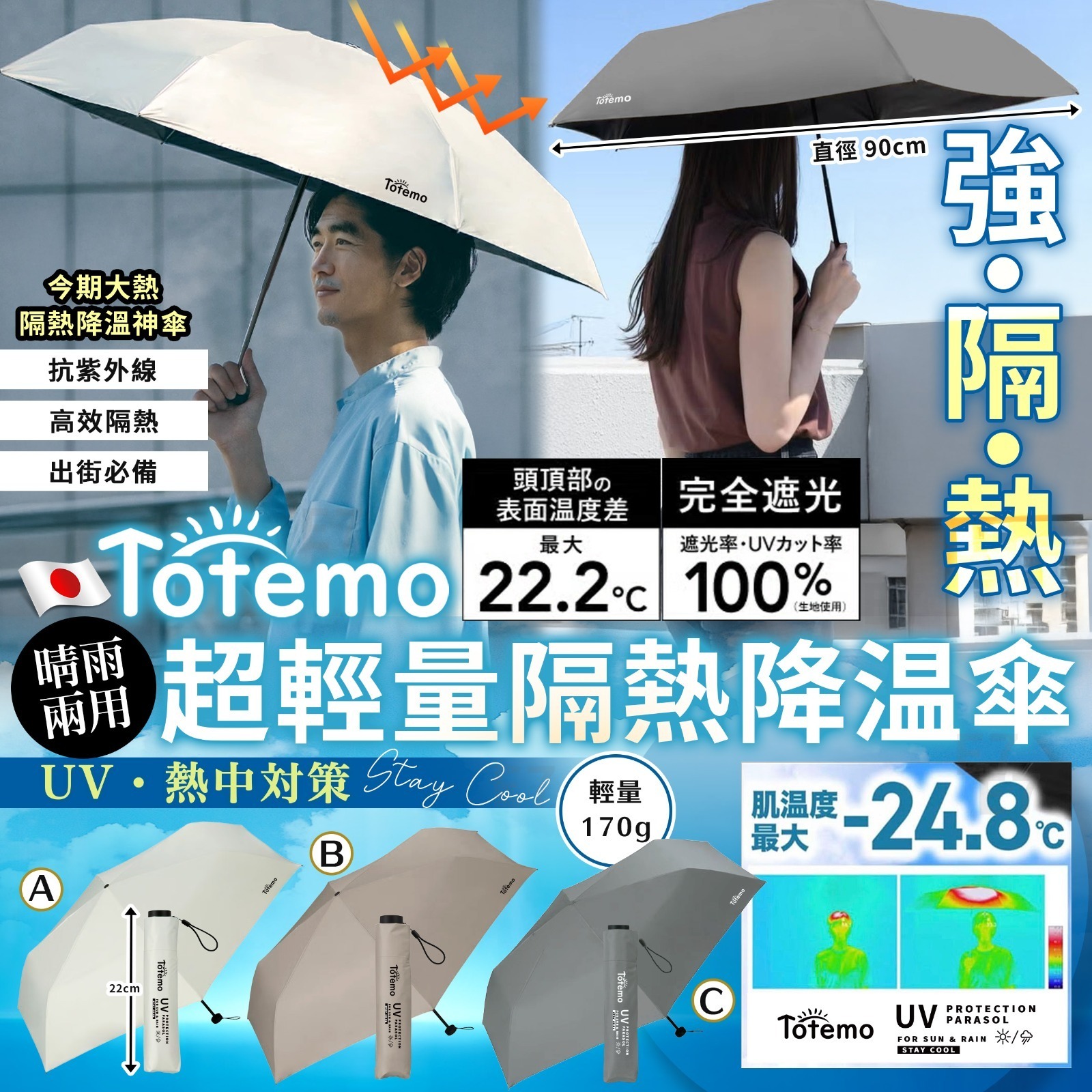 【UB9614】TOTEMO超輕量隔熱降温傘