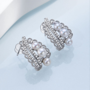 0613AT66-ANOTHERSZHK-PEARLS-淡水蕾絲花邊耳釘（A66）