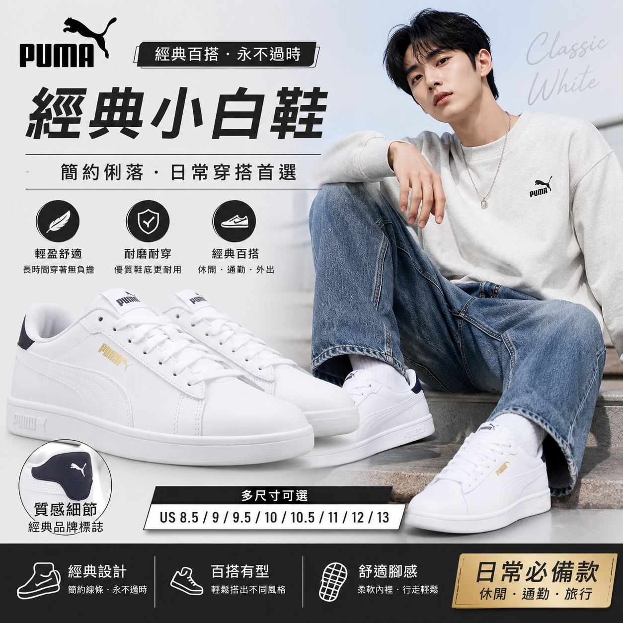 【預購】H061144 PUMA 男裝休閒小白鞋