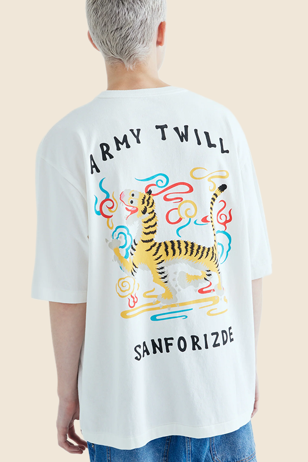 ARMY TWILL - PRINT HSTEE 老虎短TEE (米白)