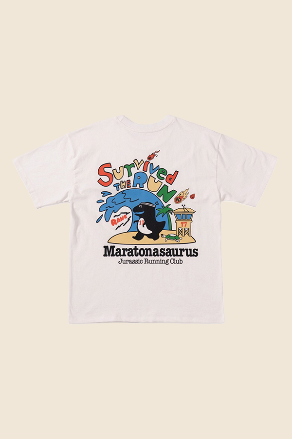 BIG WAVE -MARATONASAURUS 短TEE（復古白）