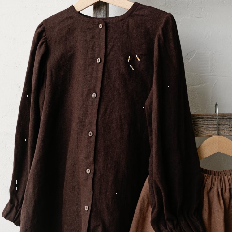 (預購)ALL THE BEAUTIFUL LINEN 圓領長袖束口洋裝 CLASSIC TUNIC DRESS
