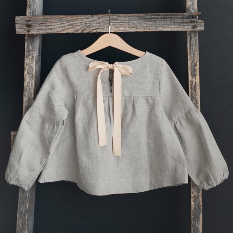 (預購)ALL THE BEAUTIFUL LINEN 後綁帶刺繡上衣 SHORT TUNIC WITH RIBBON