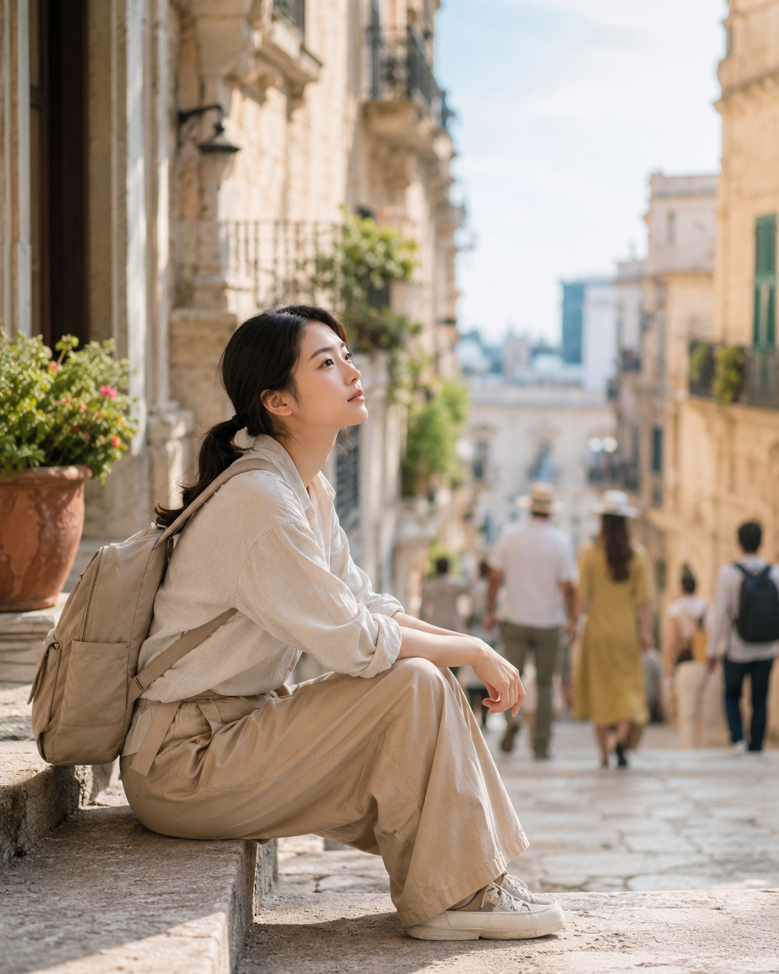 旅行走不遠的旅途中休息情境
