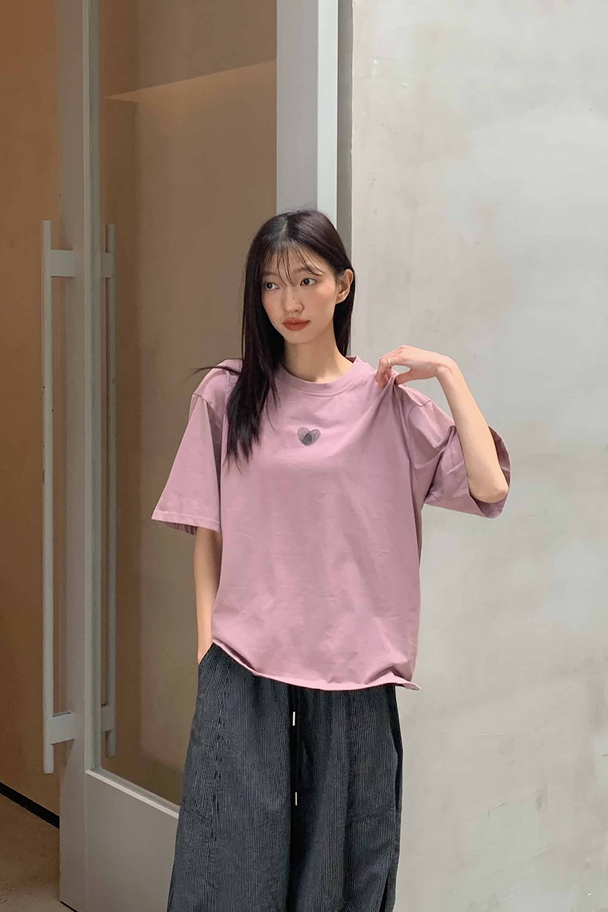 指紋愛心印記短袖t 3色