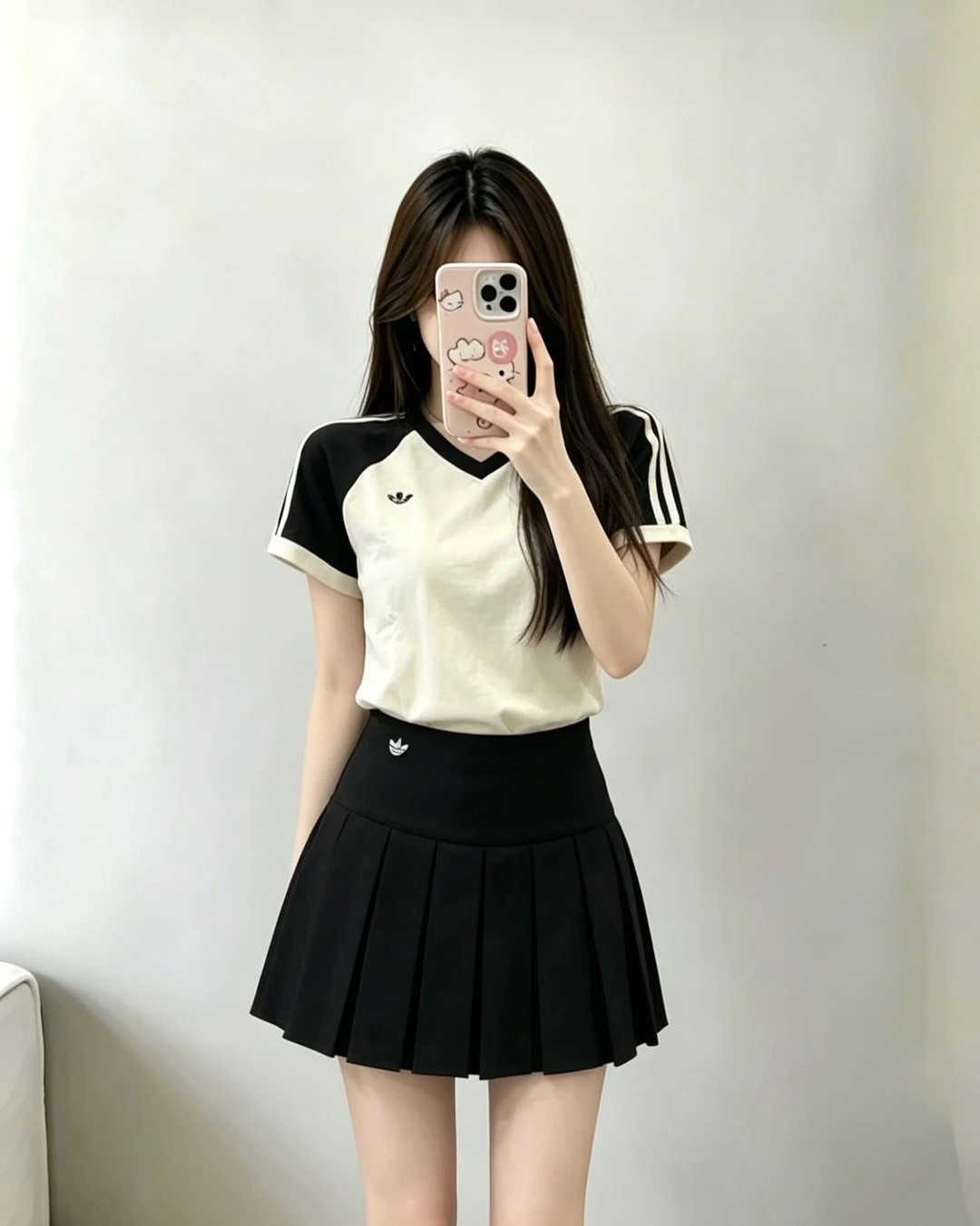 ADIDAS ORIGINAL 學院風 刺繡 百褶 短裙