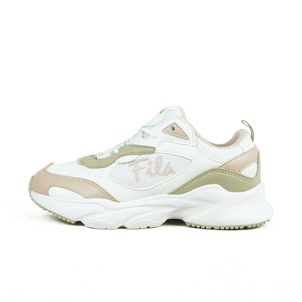 【下殺↘$1190】FILA 休閒鞋 白 卡其 皮革 復古 小白鞋 女 5J952Y175