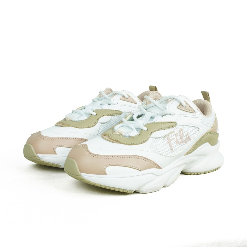 【下殺↘$1190】FILA 休閒鞋 白 卡其 皮革 復古 小白鞋 女 5J952Y175