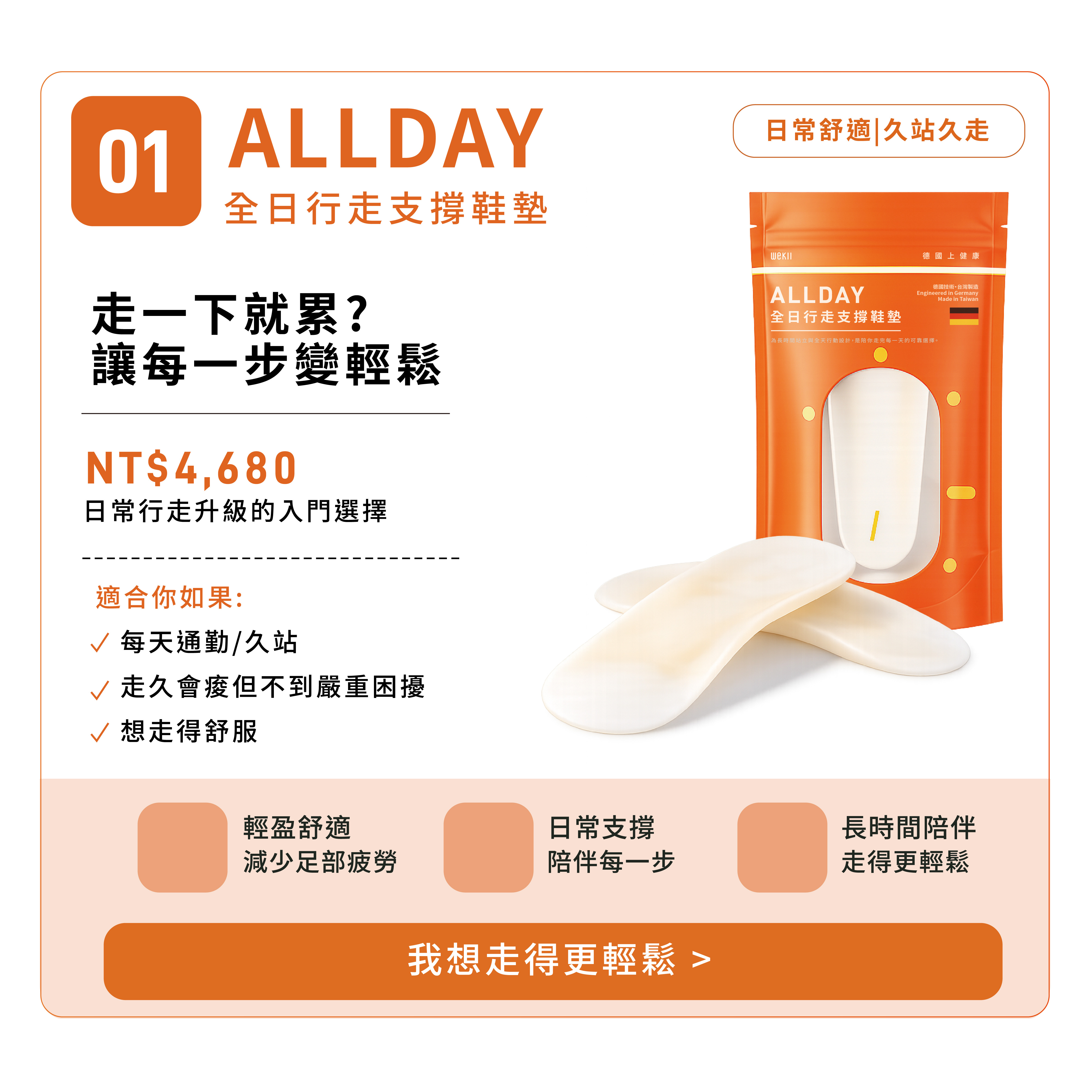 ALLDAY 全日行走支撐鞋墊