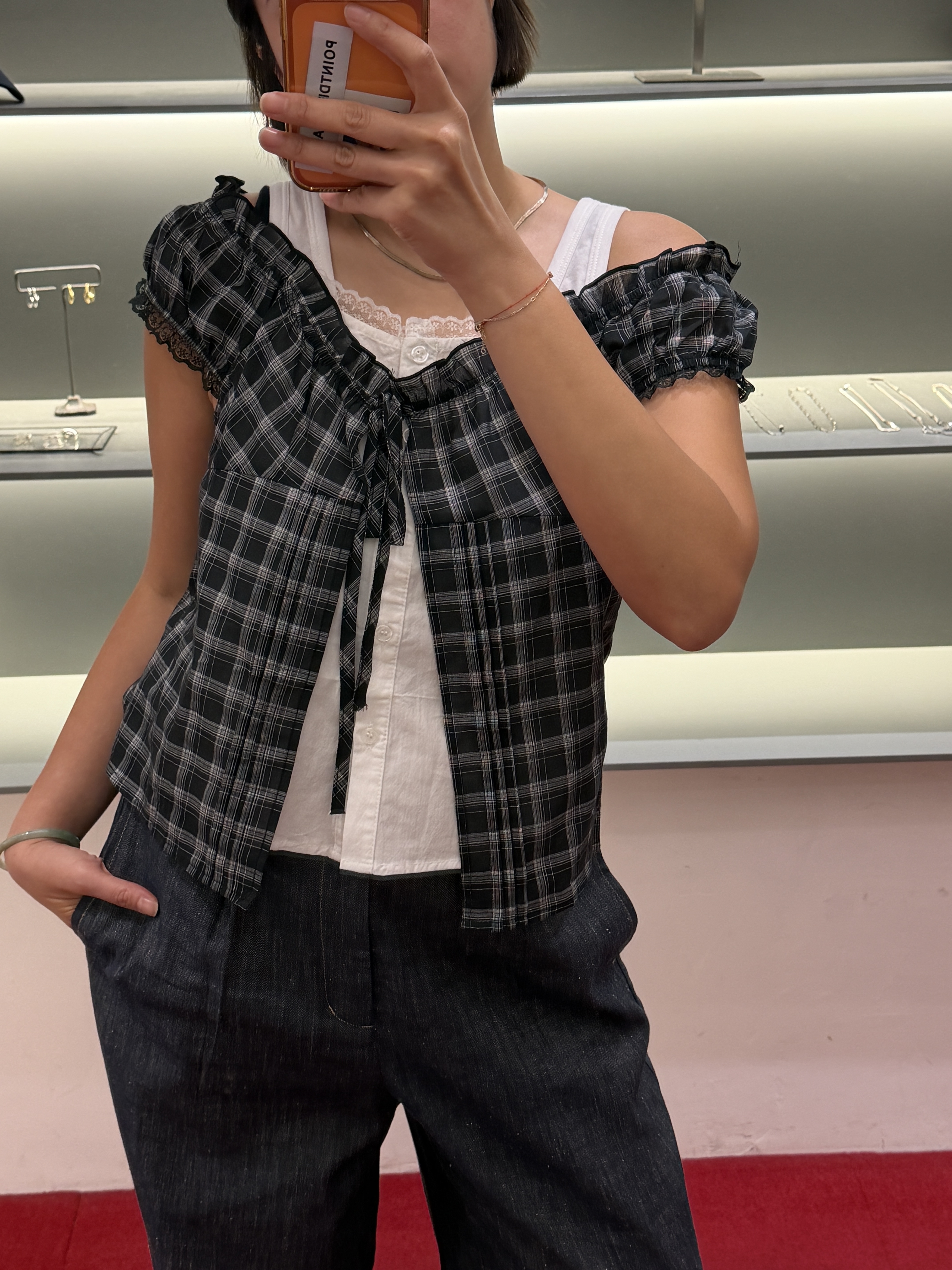 Lace trim 2 in 1 blouse