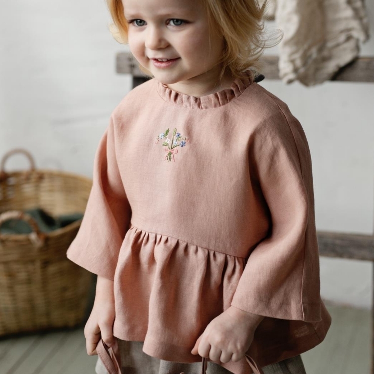 (預購)ALL THE BEAUTIFUL LINEN 後綁帶荷葉下擺上衣 NORTH TUNIC