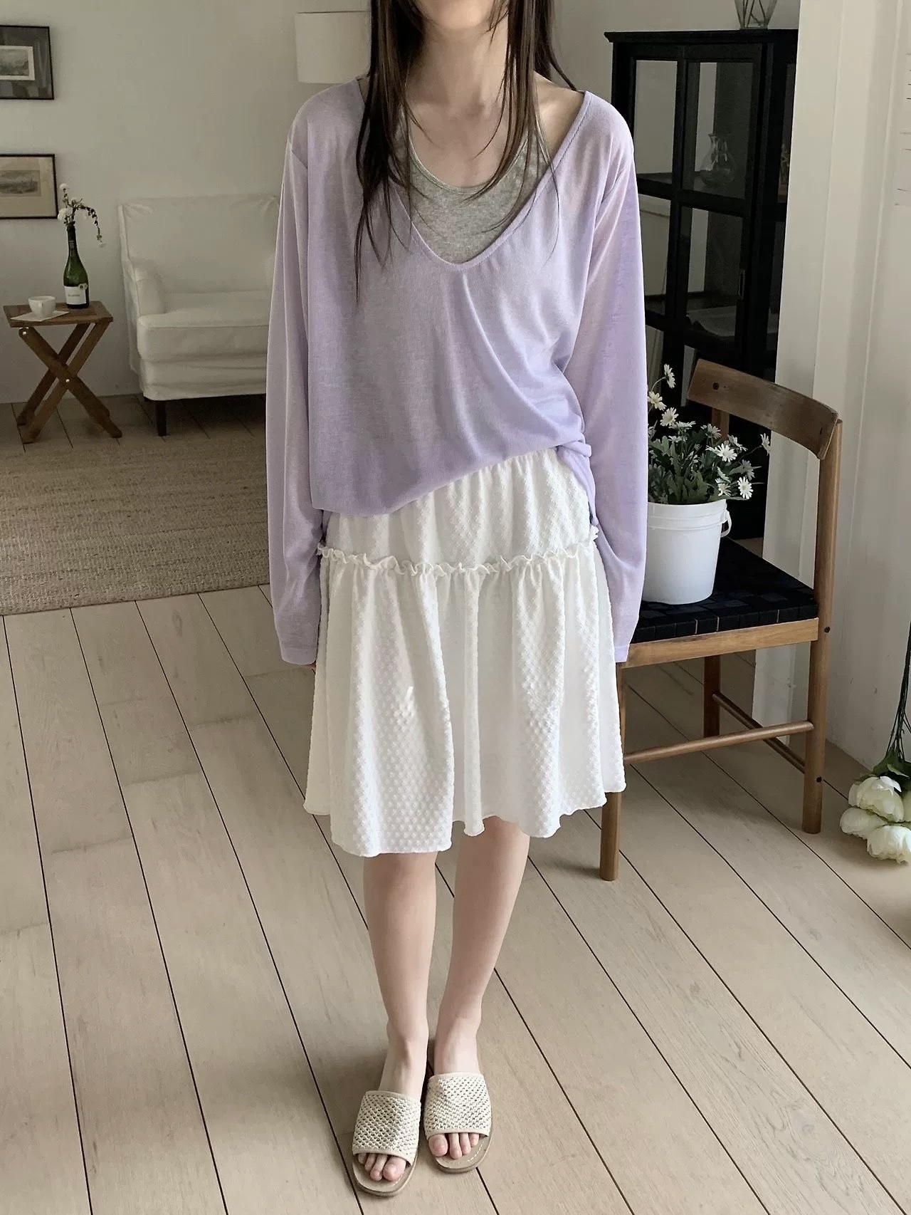610 韓國v領慵懶防曬罩衫