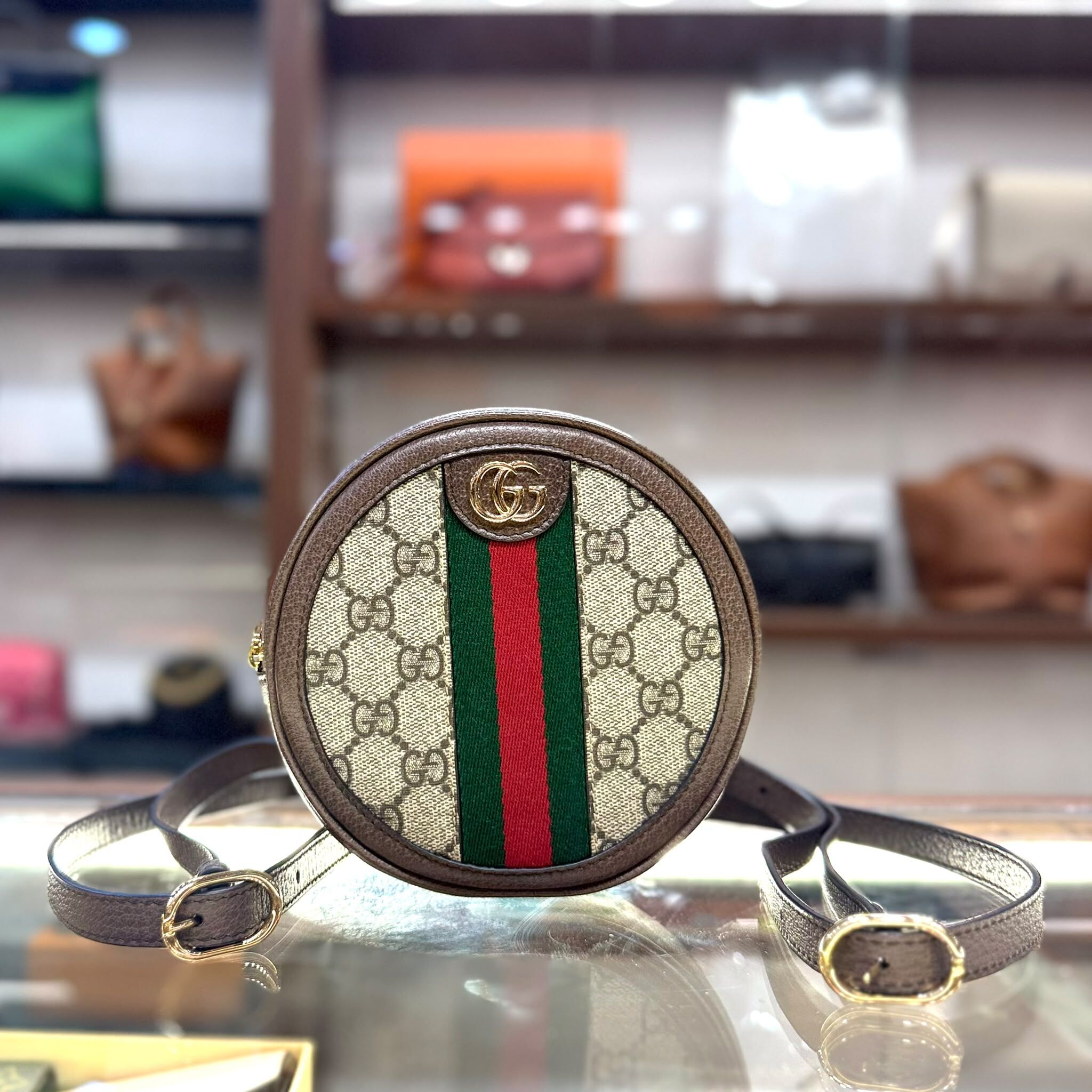 95%NEW USED GUCCI OPHIDIA BACKPACK 598661 小圓餅 經典雙G帆布 #古馳背包