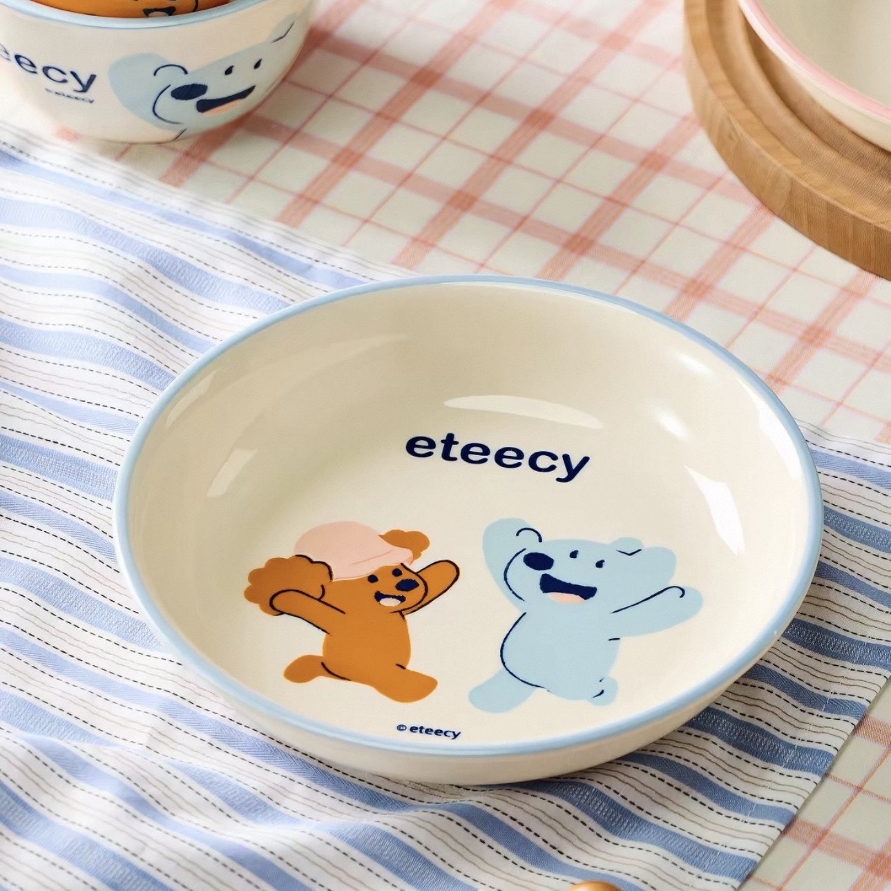 ETEECY 療癒小狗 春日手繪風 陶瓷餐具套組 四件組