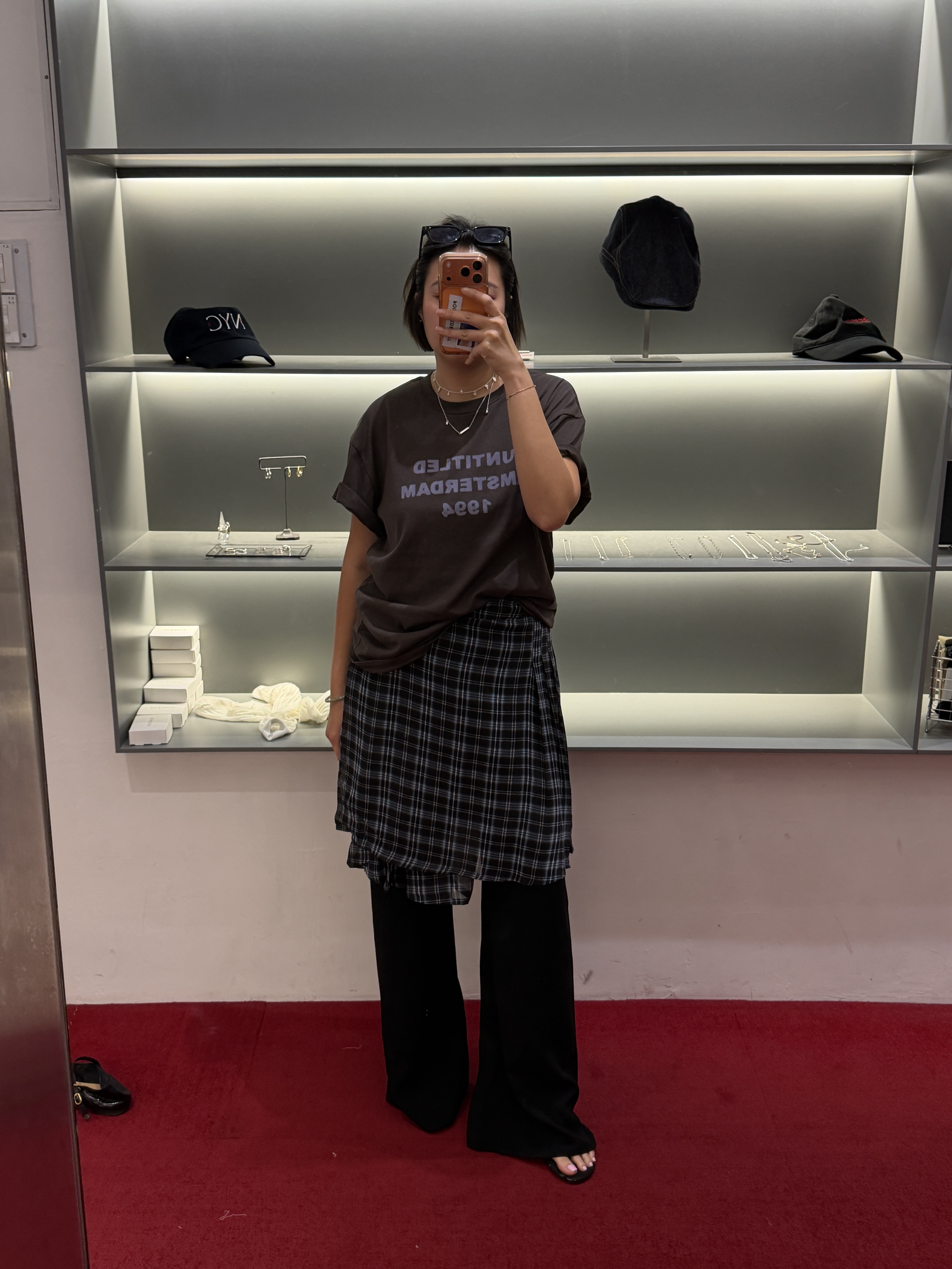 Checked chiffon skirt