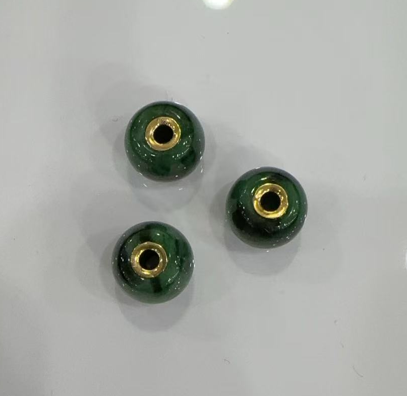辣陽綠翡翠桶珠鑲18K