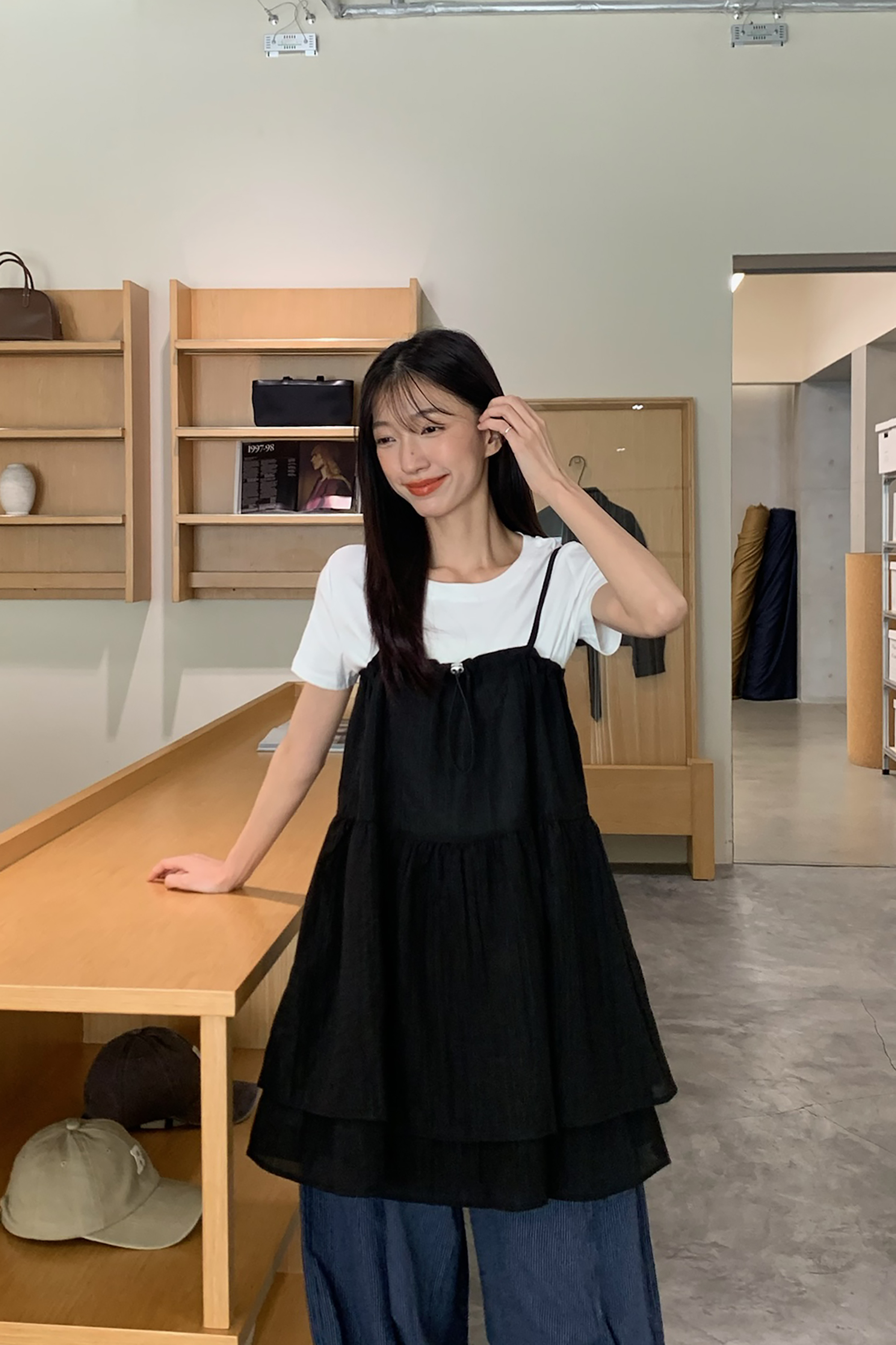 飄逸直條兩件式上衣 3色